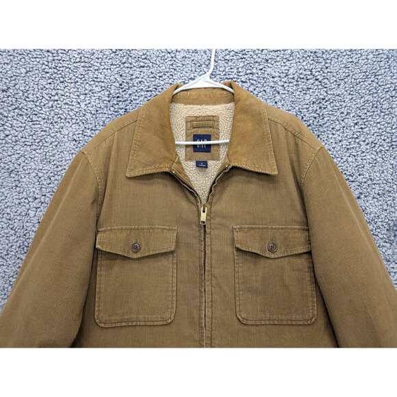 Y2K GAP Sherpa Lined Corduroy Jacket Mens XL Full Zip Trucker Classic 90s Brown - Picture 4 of 14